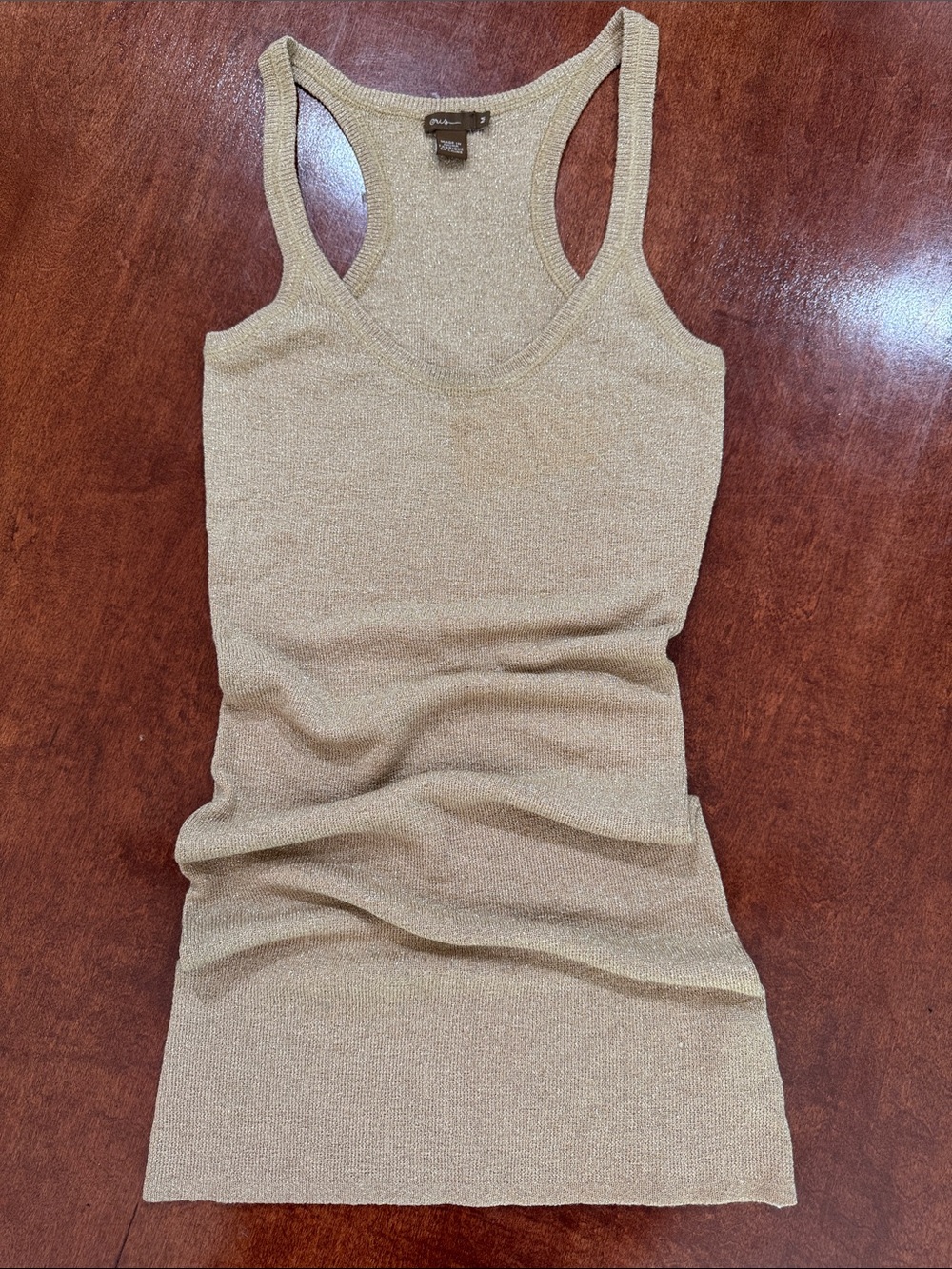 Eris Shimmery Gold Ribbed Racer Back Tank/Tunic